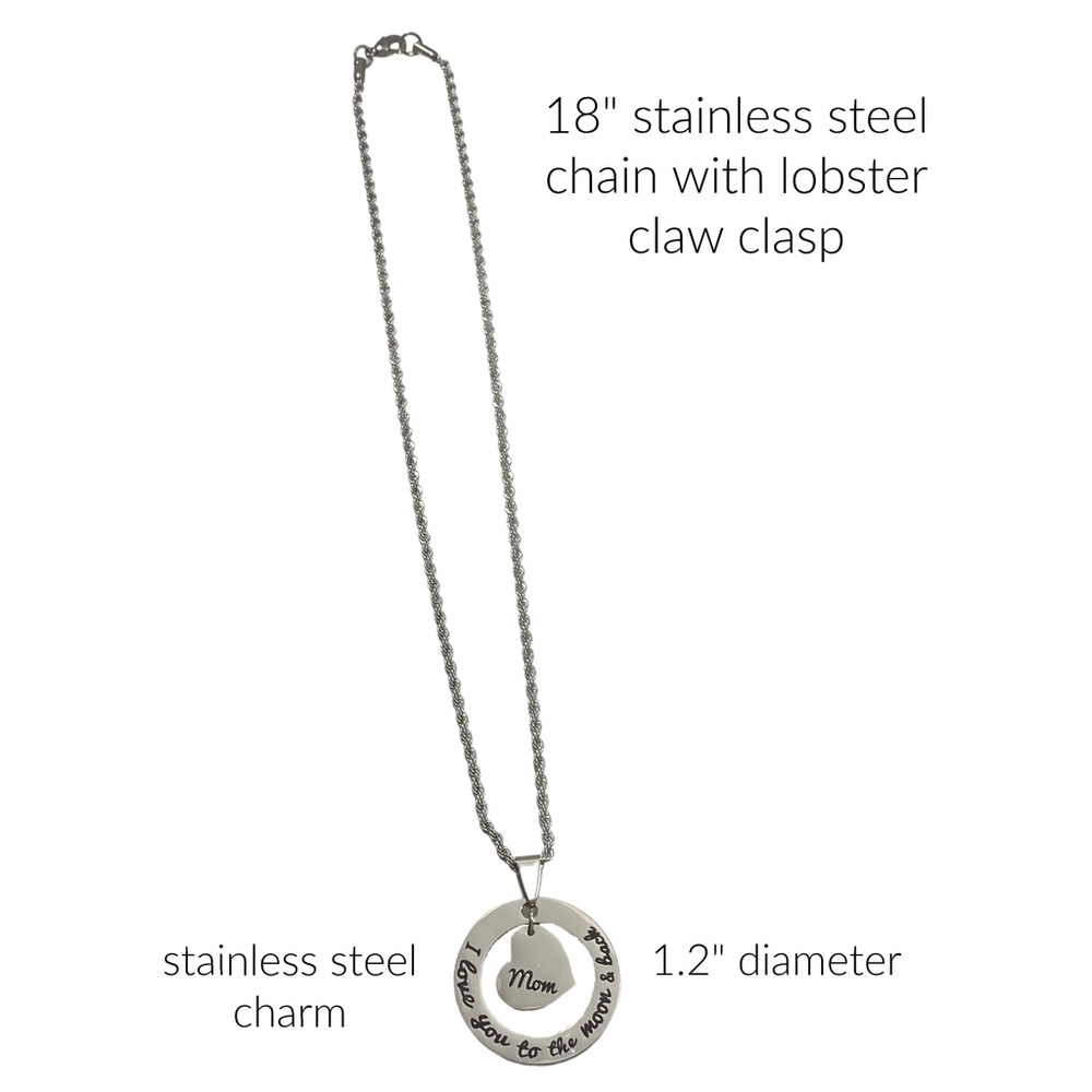 I Love You to the Back Pendant Necklace for Mom - Picture 2 of 3